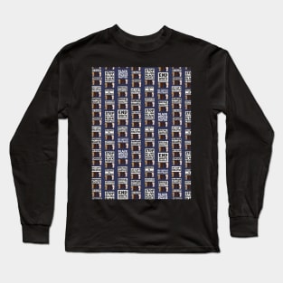 Protest Pattern On Navy Blue Backdrop Long Sleeve T-Shirt